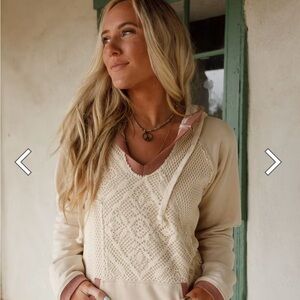 The Nest Cream and Rose Textured Lace Hoodie
